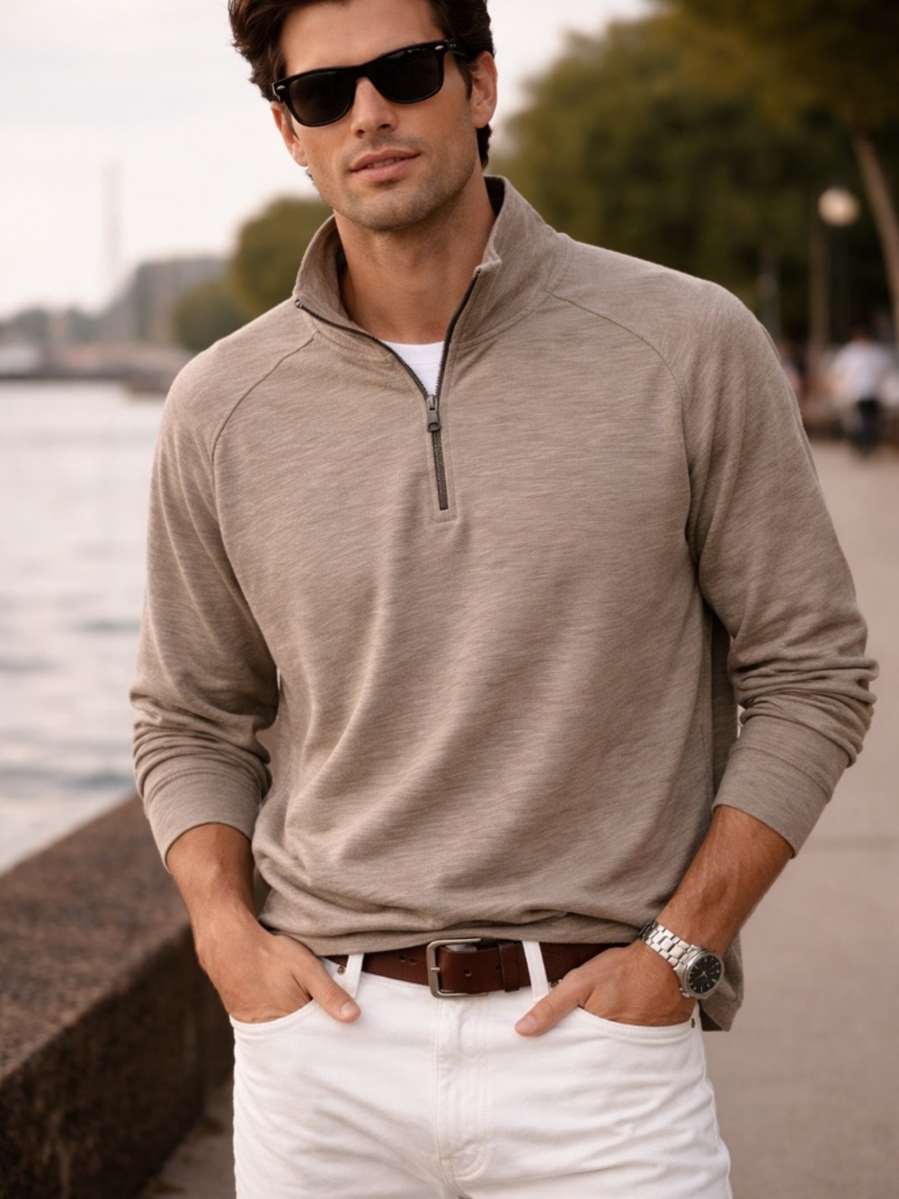 United Colors Of Benetton Beige Knit Top with Green Label